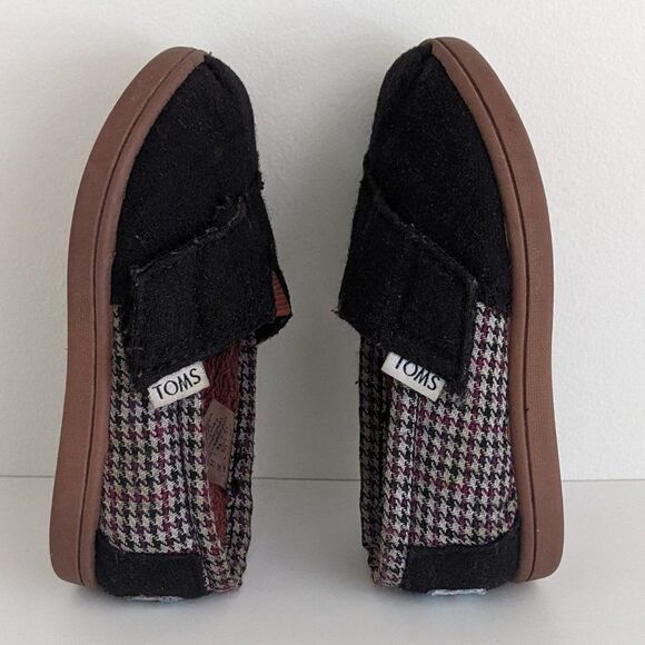 Toms Classic Alpargata Black Pink Herringbone Shoes Toddler Girl 6 - Picture 8 of 9